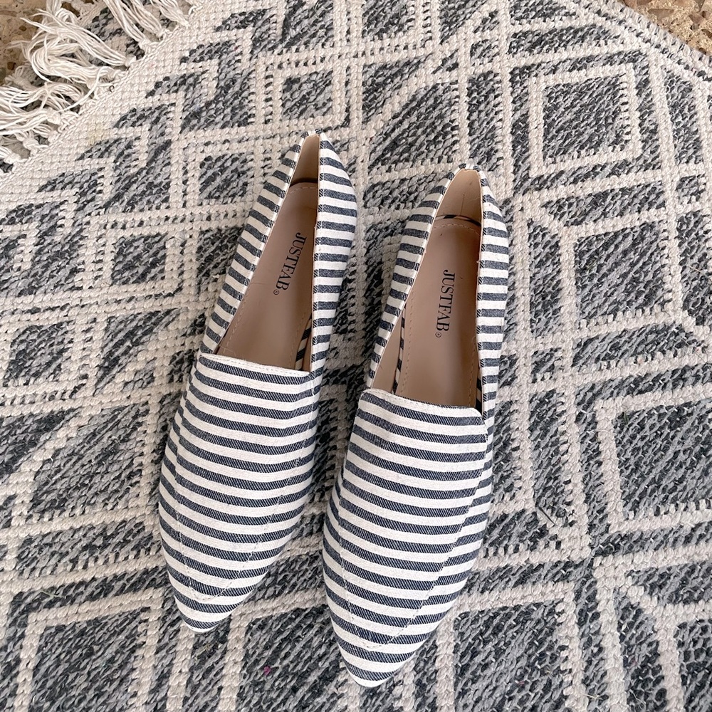 Navy & White striped shoes
